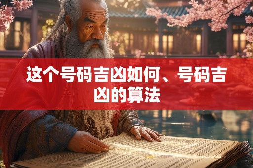 这个号码吉凶如何、号码吉凶的算法