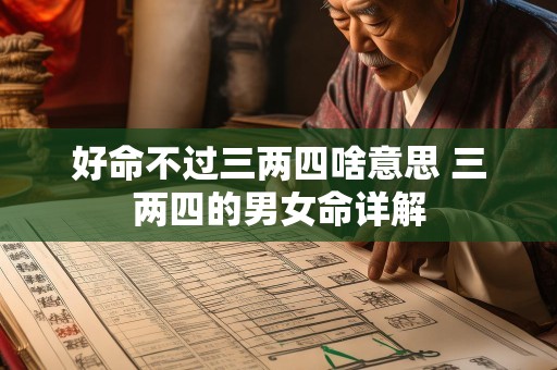 好命不过三两四啥意思 三两四的男女命详解