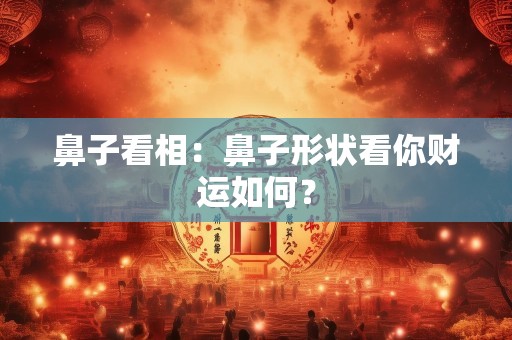 鼻子看相：鼻子形状看你财运如何？