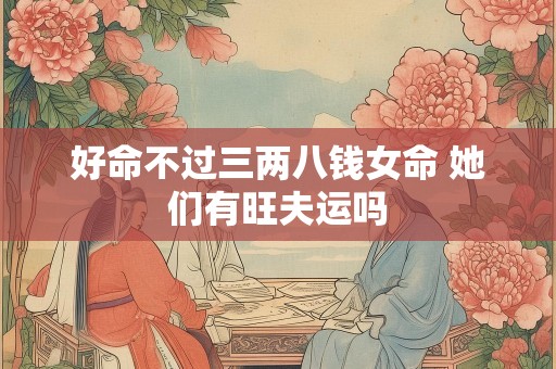 好命不过三两八钱女命 她们有旺夫运吗