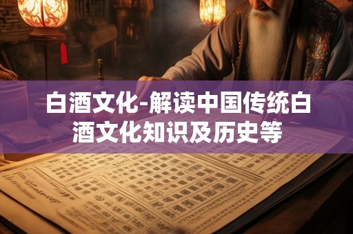 白酒文化-解读中国传统白酒文化知识及历史等