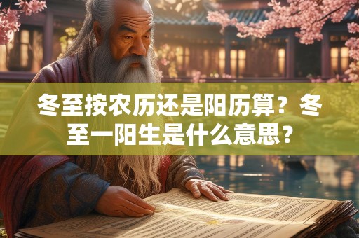 冬至按农历还是阳历算？冬至一阳生是什么意思？