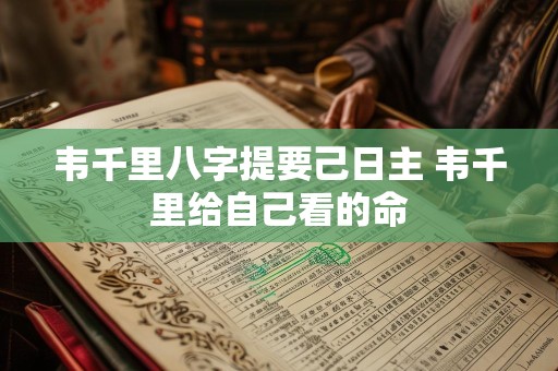 韦千里八字提要己日主 韦千里给自己看的命