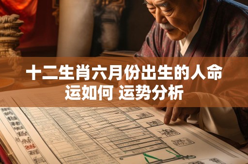 十二生肖六月份出生的人命运如何 运势分析