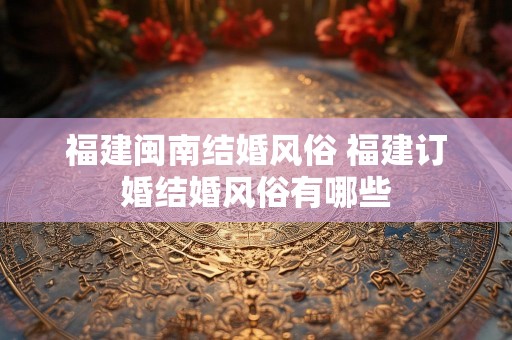福建闽南结婚风俗 福建订婚结婚风俗有哪些