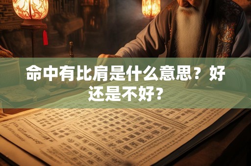 命中有比肩是什么意思？好还是不好？