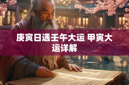 庚寅日遇壬午大运 甲寅大运详解