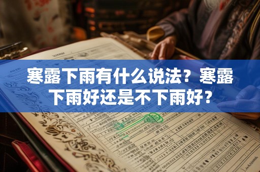 寒露下雨有什么说法？寒露下雨好还是不下雨好？