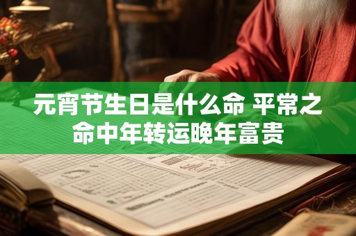 元宵节生日是什么命 平常之命中年转运晚年富贵