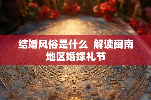 结婚风俗是什么  解读闽南地区婚嫁礼节