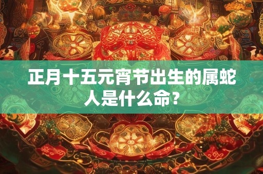 正月十五元宵节出生的属蛇人是什么命？