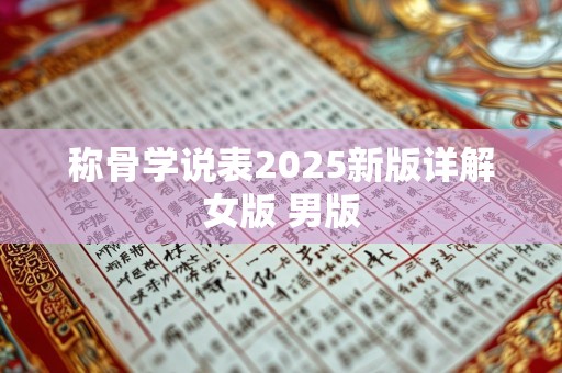称骨学说表2025新版详解女版 男版