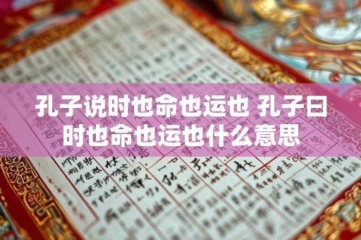 孔子说时也命也运也 孔子曰时也命也运也什么意思