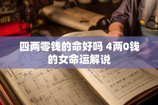 四两零钱的命好吗 4两0钱的女命运解说