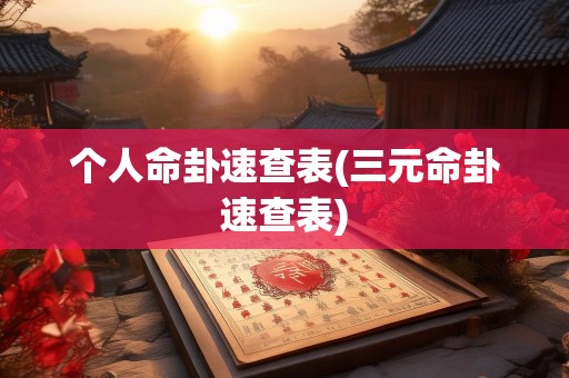 个人命卦速查表(三元命卦速查表)