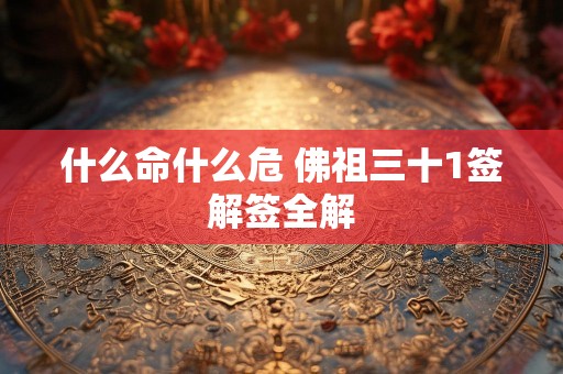 什么命什么危 佛祖三十1签解签全解
