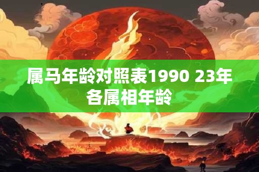 属马年龄对照表1990 23年各属相年龄