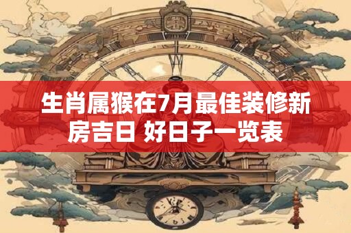 生肖属猴在7月最佳装修新房吉日 好日子一览表