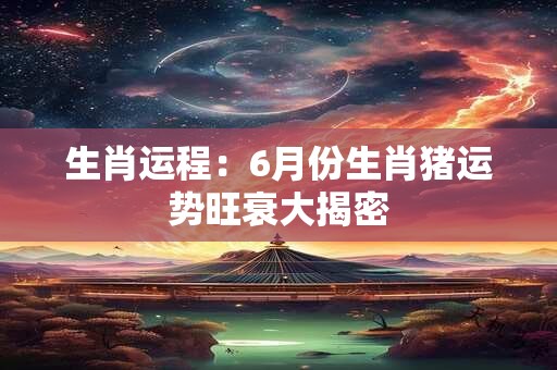 生肖运程：6月份生肖猪运势旺衰大揭密
