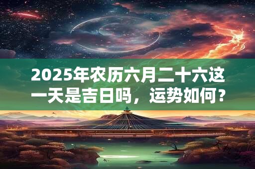 2025年农历六月二十六这一天是吉日吗，运势如何？