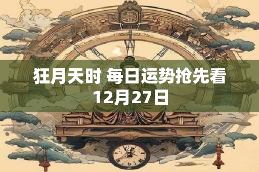 详细阅读:狂月天时 每日运势抢先看12月27日 狂月天时 每日运势抢先看12月27日