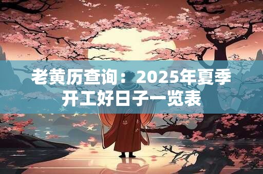 详细阅读:老黄历查询:2025年夏季开工好日子一览表 老黄历查询:2025年夏季开工好日子一览表