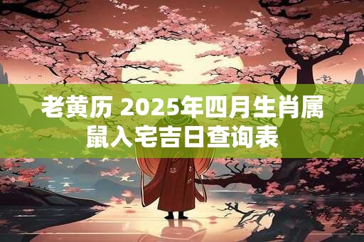 老黄历 2025年四月生肖属鼠入宅吉日查询表