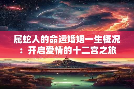 详细阅读:属蛇人的命运婚姻一生概况:开启爱情的十二宫之旅 属蛇人的命运婚姻一生概况:开启爱情的十二宫之旅