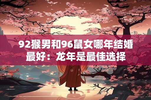 92猴男和96鼠女哪年结婚最好：龙年是最佳选择