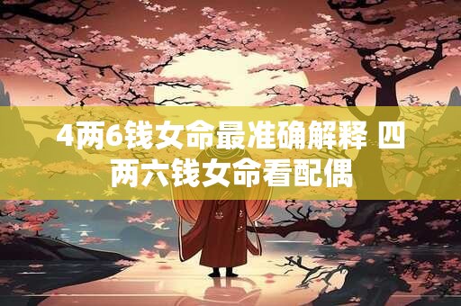 详细阅读:4两6钱女命最准确解释 四两六钱女命看配偶 4两6钱女命最准确解释 四两六钱女命看配偶