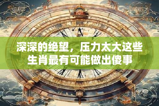 深深的绝望，压力太大这些生肖最有可能做出傻事