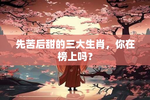 先苦后甜的三大生肖，你在榜上吗？