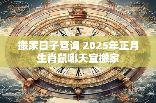 搬家日子查询 2025年正月生肖鼠哪天宜搬家