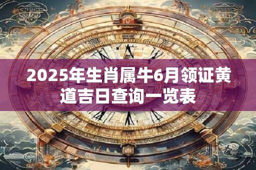 2025年生肖属牛6月领证黄道吉日查询一览表