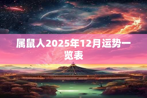 属鼠人2025年12月运势一览表