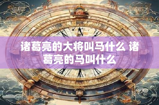诸葛亮的大将叫马什么 诸葛亮的马叫什么