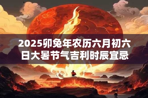 2025卯兔年农历六月初六日大暑节气吉利时辰宜忌