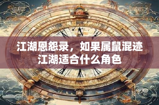 江湖恩怨录，如果属鼠混迹江湖适合什么角色