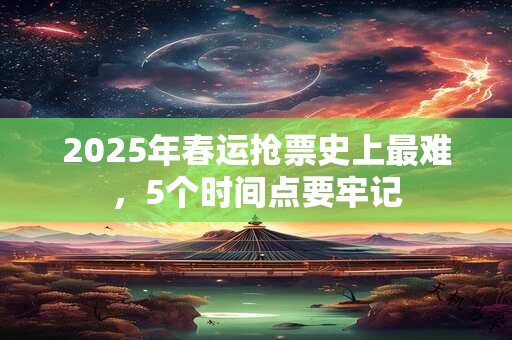 详细阅读:2025年春运抢票史上最难,5个时间点要牢记 2025年春运抢票史上最难,5个时间点要牢记