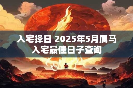 入宅择日 2025年5月属马入宅最佳日子查询