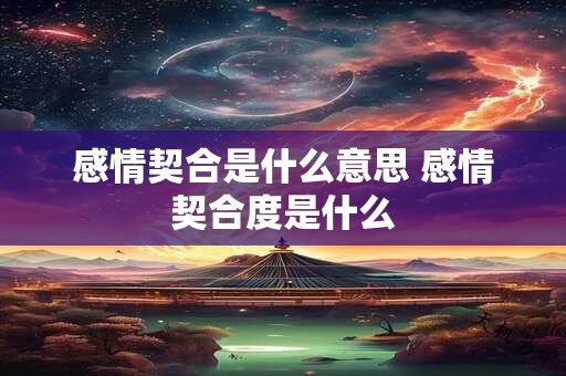 感情契合是什么意思 感情契合度是什么