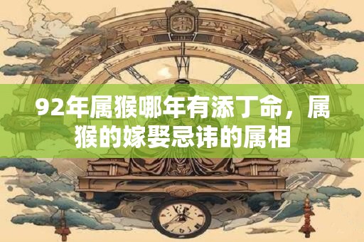 92年属猴哪年有添丁命，属猴的嫁娶忌讳的属相