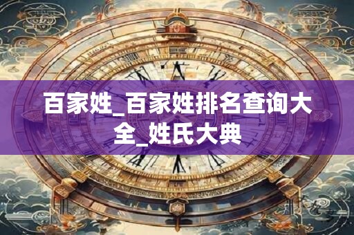 百家姓_百家姓排名查询大全_姓氏大典