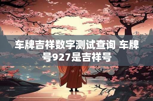 车牌吉祥数字测试查询 车牌号927是吉祥号