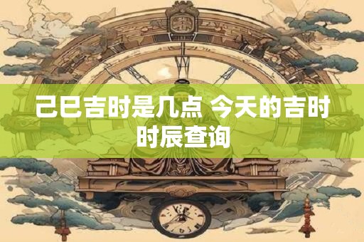 己巳吉时是几点 今天的吉时时辰查询