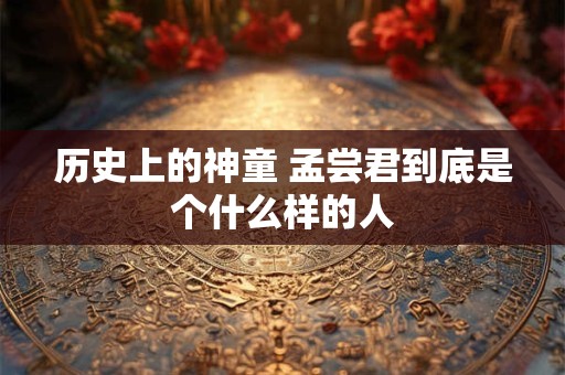 历史上的神童 孟尝君到底是个什么样的人
