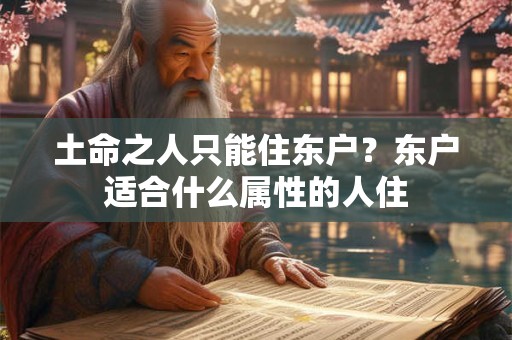 土命之人只能住东户？东户适合什么属性的人住