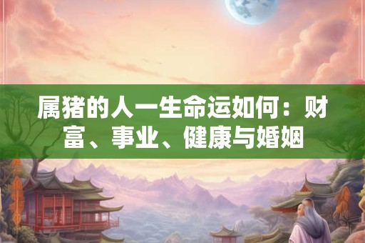 属猪的人一生命运如何：财富、事业、健康与婚姻