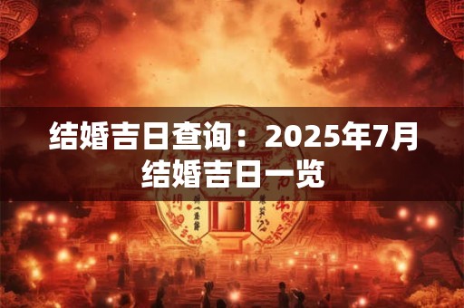 结婚吉日查询：2025年7月结婚吉日一览