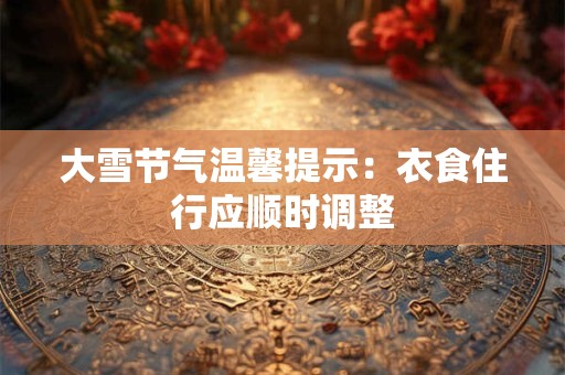 大雪节气温馨提示：衣食住行应顺时调整